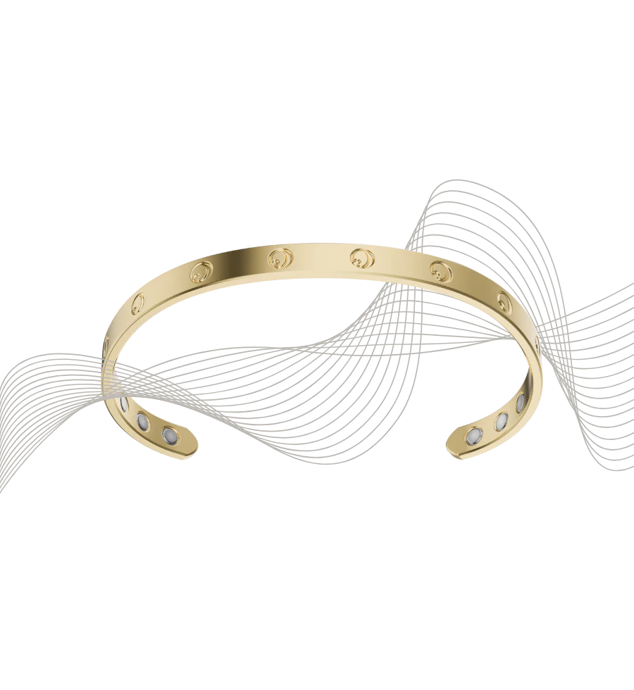 Gold bracelet with diamond accents on a white background