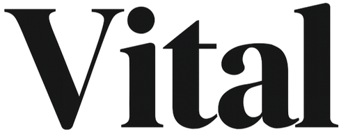 Black 'Vital' logo on a white background