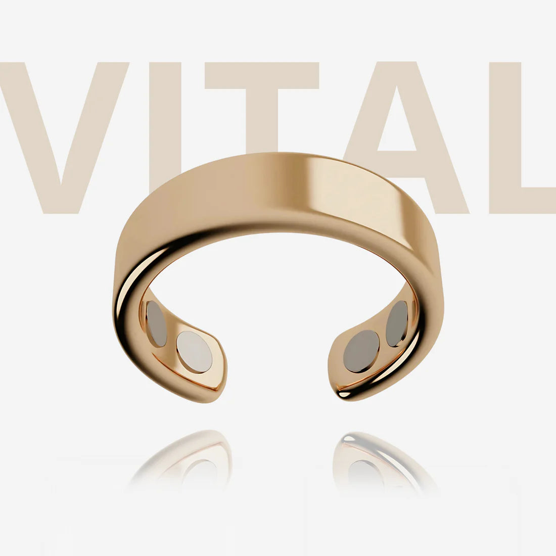 Gold magnetic ring with a reflective surface on a light background