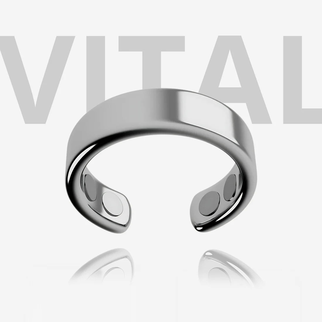 Silver magnetic ring on a light gray background with 'VITAL' branding.